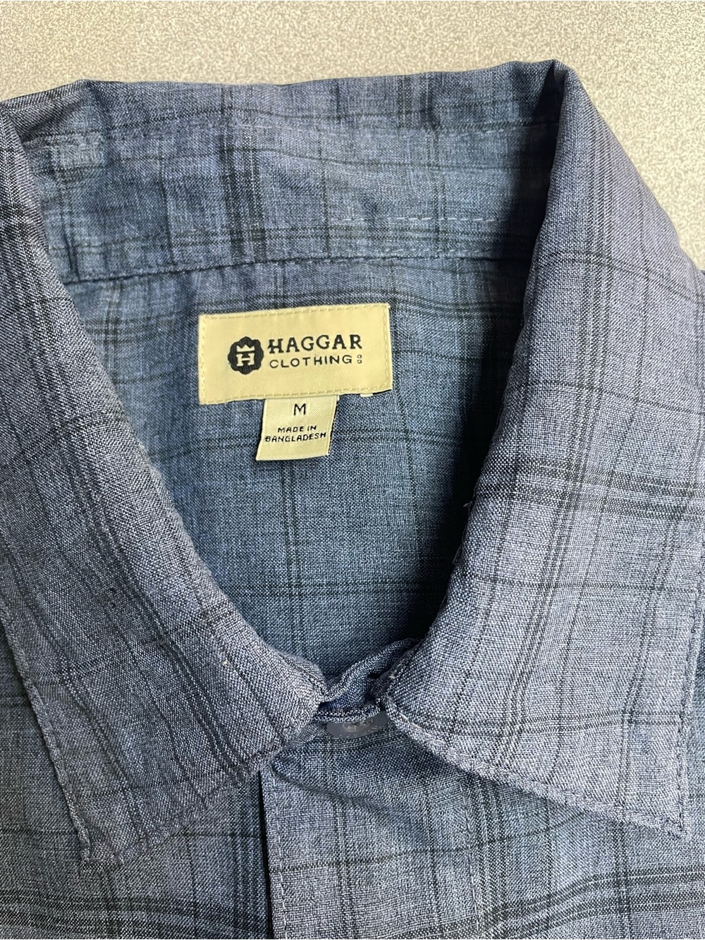 Haggar Men’s Blue Gray Windowpane Shirt Jacket